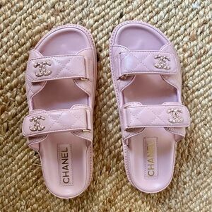 Chanel CC Quilted Dad Sandal, light pink.  Size 38; fit like 7.5/8.